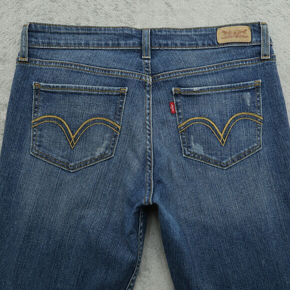Levi's 518 Jeans Juniors 7 Blue Superlow Stretch Bootcut 29" Inseam Distressed - Picture 14 of 16